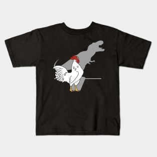 t-rex shadow white rooster crowing Kids T-Shirt